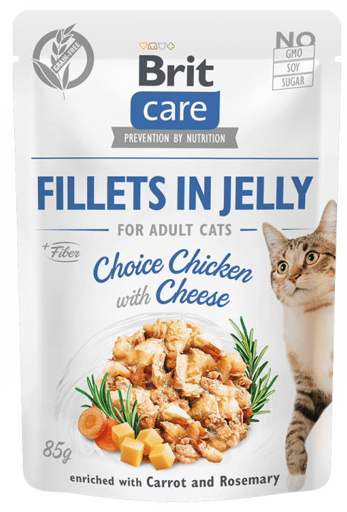 Levně Brit Care Cat Fillets in Jelly Choice Chicken with Cheese 24x85 g