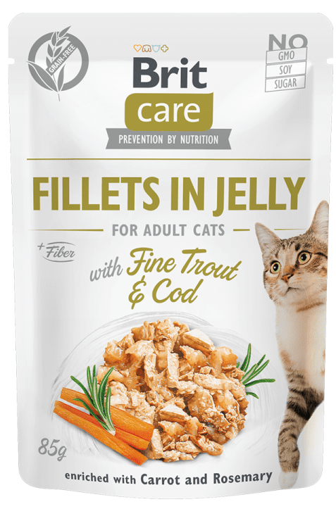 Brit Care Cat Fillets in Jelly with Fine Trout & Cod 24x85 g