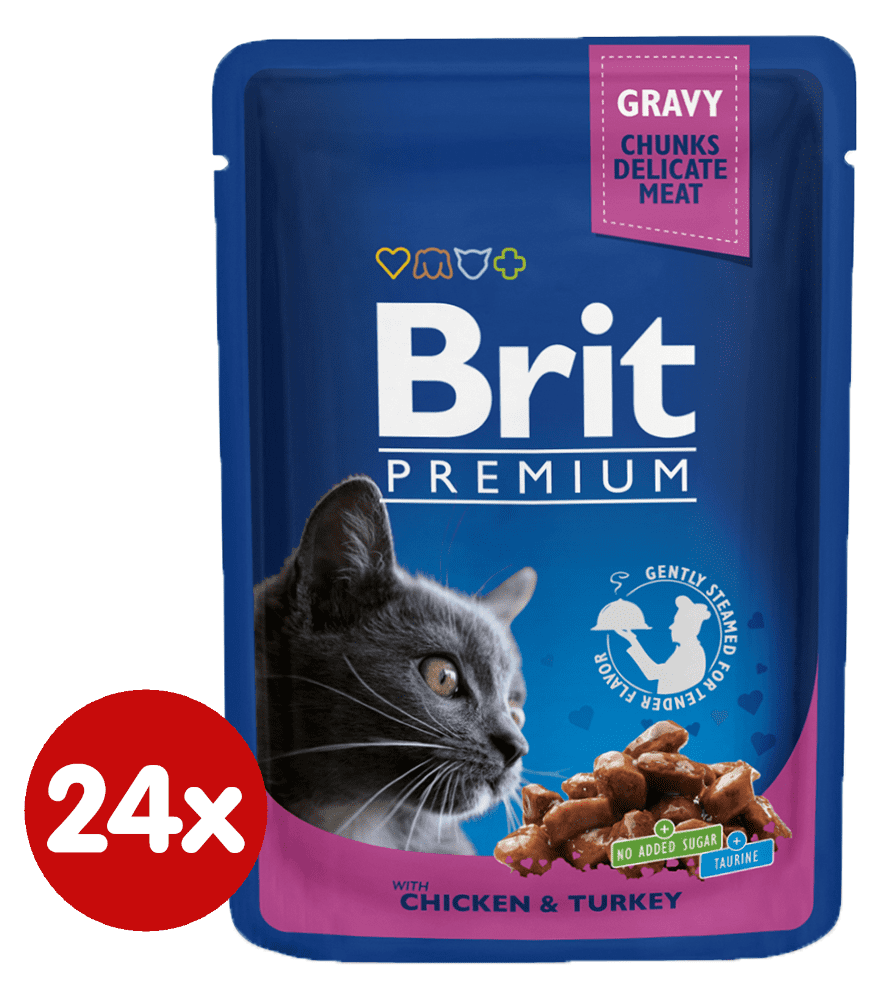 Levně Brit Premium Cat Pouches with Chicken & Turkey 24 x 100g