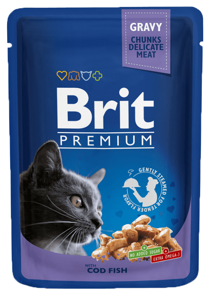 Brit Premium Cat Pouches with Cod Fish 24 x 100g