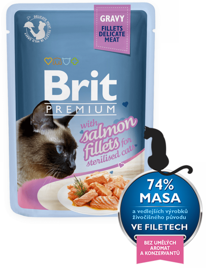 Levně Brit Premium Cat Delicate Fillets in Gravy with Salmon for Sterilised 24 X 85 g