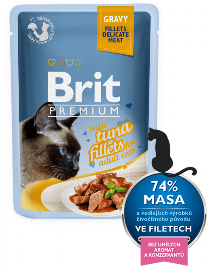 Levně Brit Premium Cat Delicate Fillets in Gravy with Tuna 24 X 85 g