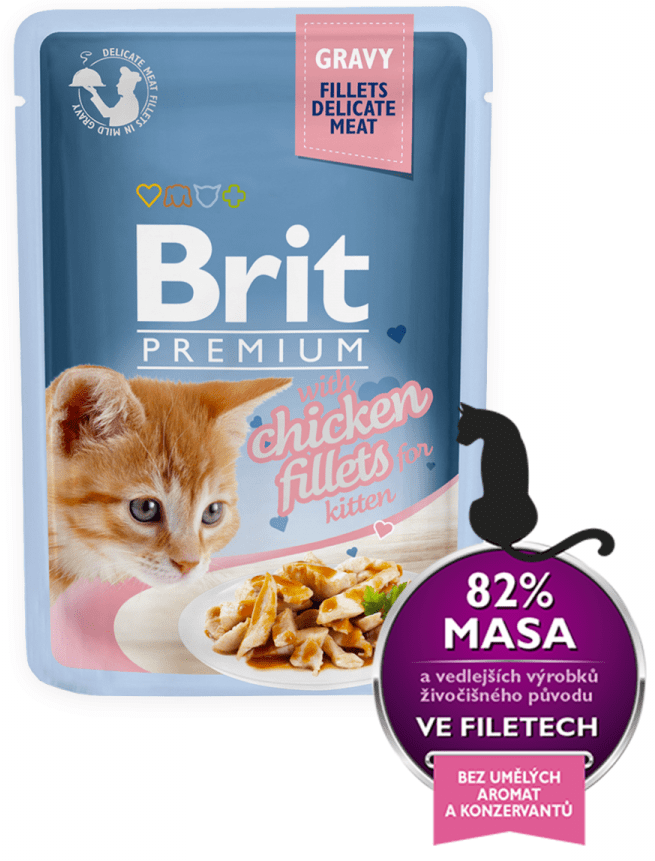 Levně Brit Premium Cat Delicate Fillets in Gravy with Chicken for Kitten 24 X 85 g