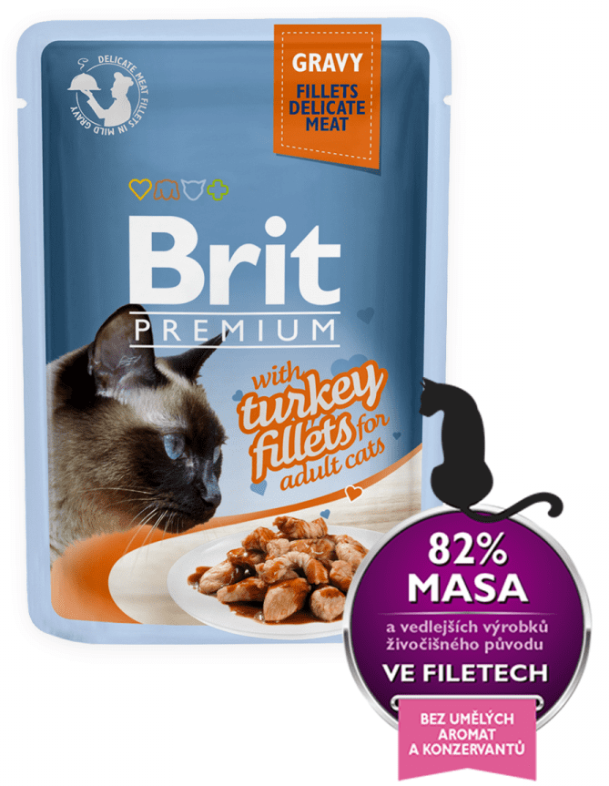 Levně Brit Premium Cat Delicate Fillets in Gravy with Turkey 24 X 85 g