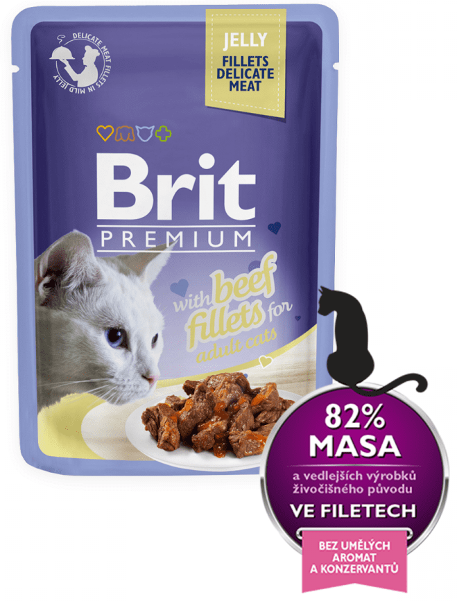 Levně Brit Premium Cat Delicate Fillets in Jelly with Beef 24 x 85 g