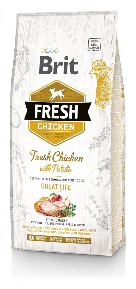 Levně Brit Fresh Chicken with Potato Adult Great Life 12 kg
