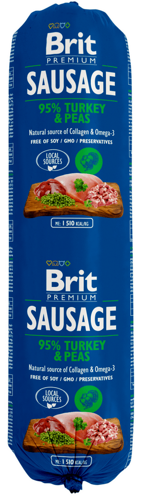 Levně Brit Sausage Turkey & Peas 12 x 800 g