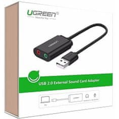 Ugreen US205 USB externí zvuková karta 15cm, černá