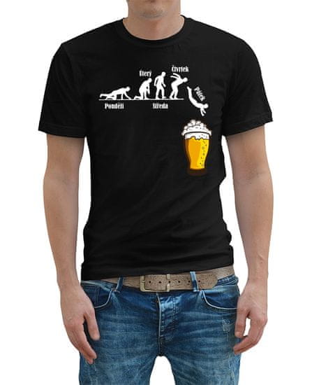 STRIKER Tričko pivní evoluce Barva: Černá, Velikost: S