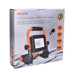 Solight WM-30W-FEL LED reflektor PRO se sklopným stojanem, 30W, 2550lm, 5000K, kabel se zástrčkou, IP65