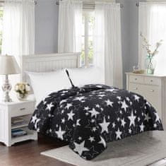 Bavlissimo Přehoz na postel prošívaný hvězdy černá 200 x 240 cm
