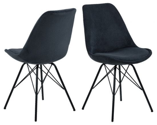 Design Scandinavia Jídelní židle Eris (SET 2ks), manšestr, antracitová