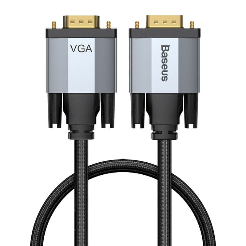 BASEUS Enjoyment Series kabel VGA samec na VGA samec pro obousměrný přenos 2 m CAKSX-U0G, šedá