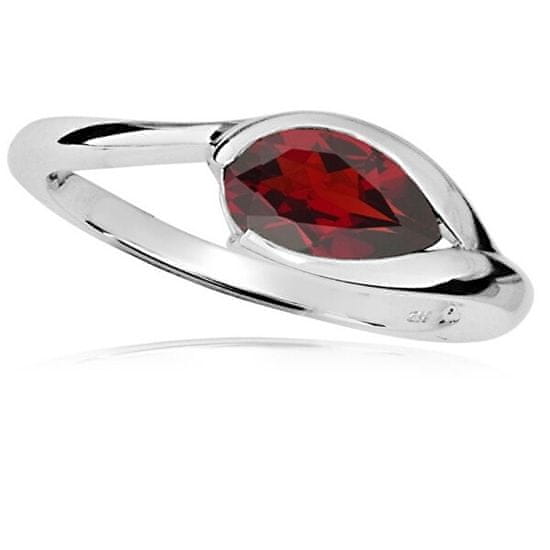MOISS Elegantní stříbrný prsten s červeným granátem RG000