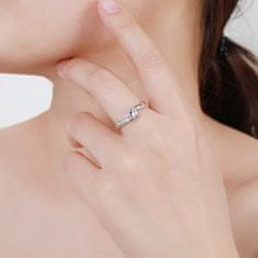 MOISS Elegantní stříbrný prsten s čirými zirkony R00005 (Obvod 48 mm)