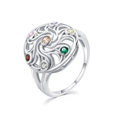 MOISS Hravý stříbrný prsten s barevnými zirkony R00021 (Obvod 55 mm)
