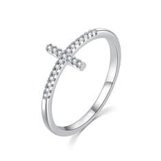 MOISS Elegantní stříbrný prsten s křížkem R00020 (Obvod 56 mm)