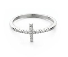 MOISS Elegantní stříbrný prsten s křížkem R00020 (Obvod 56 mm)