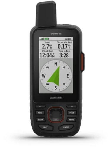 Turistická GPS navigace do terénu Garmin GPSmap 66i EUROPE, topografická mapa Evropy, GPS, Glonass, GALILEO voděodolná, na kolo, na vodu, kompas Garmin Explore barometr výškoměr tříosý elektronický kompas kvalitní navigace outdoor navigace výčeúčelová GPS navigace slot na pamětové karty microSD li-Ion dobíjecí baterie IPX7 MIL-STD-810G vojenský standard odolnosti odolná navigace barevný displej SOS tlačítko LED svítilna SOS signál BirdsEye Iridium služba GEOS profesiální navigace