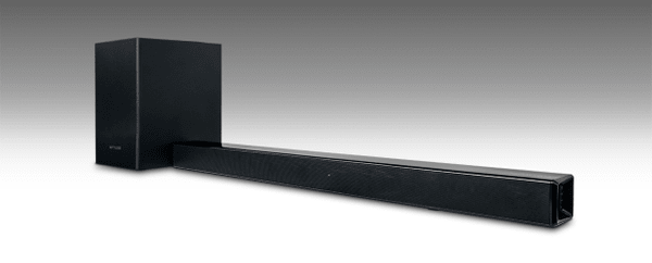  elegantný soundbar k TV muse M-1750SBT Bluetooth aux in rca optický vstup pripevnenie na stenu externý subwoofer extra hudobný výkon 150 W 
