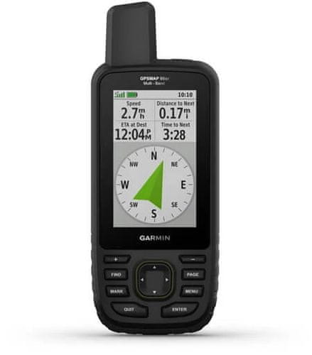 Turistická GPS navigace do terénu Garmin GPSmap 66sr EUROPE, topografická mapa Evropy, GPS, Glonass, GALILEO, QZSS, IRNSS  voděodolná, na kolo, na vodu, kompas Garmin Explore barometr výškoměr tříosý elektronický kompas kvalitní navigace outdoor navigace výčeúčelová GPS navigace slot na pamětové karty microSD li-Ion dobíjecí baterie IPX7 odolnost odolná navigace barevný displej SOS tlačítko BirdsEye profesiální navigace Multiband GNSS Multi-GNSS výdrž 450 hodin v pohotovostním režimu 36h výdrž