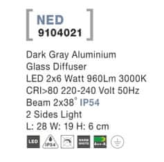 Greatstore Osvětlení Nova Luce Ned Wall, šedé, 2 x 6 W