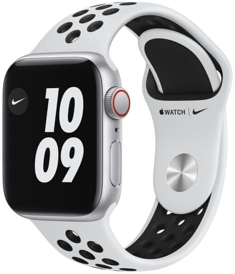 Apple Watch Nike SE Cellular, 40mm Silver Aluminium Case with Pure Platinum/Black Nike Sport Band