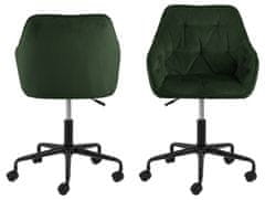 Design Scandinavia Kancelářská židle Brooke, samet, tmavě zelená