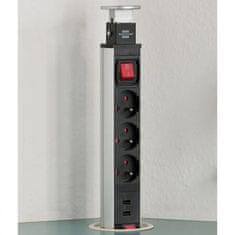 Brennenstuhl Inovativní stolová zásuvka Tower Power s USB-nabíječkou 2M