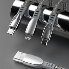 DUDAO Zinc Alloy kabel USB / Micro USB 5A 1m, šedý