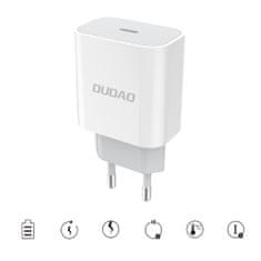 DUDAO A8EU síťová nabíječka USB-C PD 20W + kabel USB-C / Lightning 2.4A, bílý