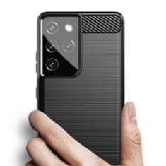 MG Carbon Case Flexible silikonový kryt na Samsung Galaxy S21 Ultra 5G, černý