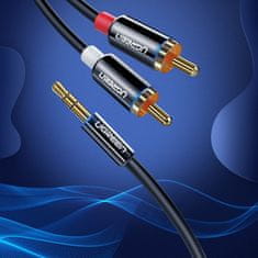 Ugreen AV116 audio kabel 3,5mm jack - 2RCA 3m, černý