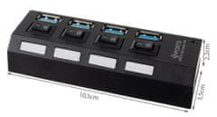 INTEREST USB adaptér s přepínači se 4 porty USB 3.0.