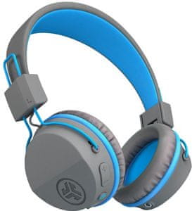 moderní Bluetooth sluchátka jlab jbudies studio wireless pro děti omezená hlasitost shareport kabel sdílení muziky pohodlná ovládací tlačítka na levé mušli handsfree mikrofon výdrž 24 h