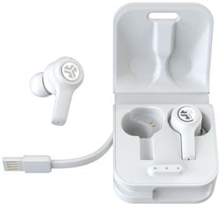 moderní Bluetooth sluchátka jlab air executive true wireless s ekvalizérem čistý zvuk skvělý výkon dlouhá výdrž nabíjecí box s kabelem nízká hmotnost dotykové senzory