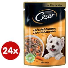 Kapsička pro dospělé psy s chutným kuřecím a zeleninovým ragů ve šťávě 24x100 g