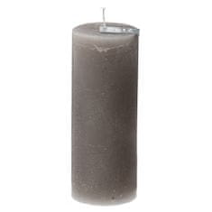 Rustikální svíčka DutZ, Výška 25 cm, průměr 7 cm, barva světle šedá