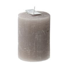 Rustikální svíčka DutZ, Výška 10 cm, průměr 10 cm, barva světle šedá