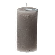 Rustikální svíčka DutZ, Výška 16 cm, průměr 6 cm, barva světle šedá