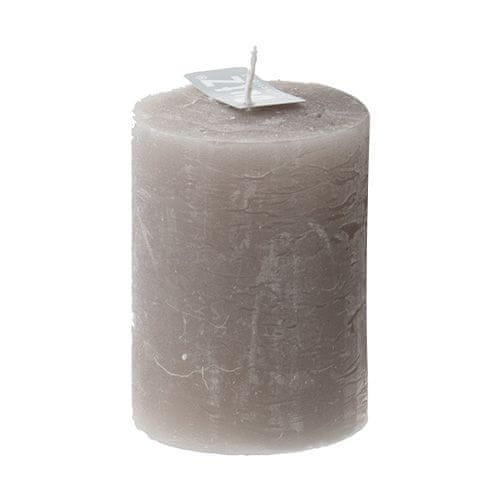 Rustikální svíčka DutZ, Výška 8 cm, průměr 6 cm, barva světle šedá