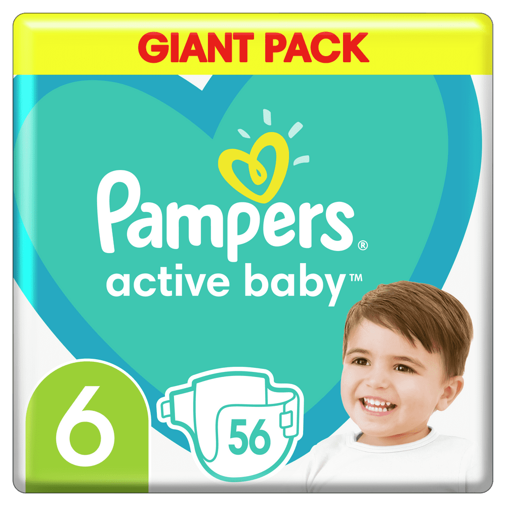 Levně Pampers Pleny Active Baby 6 Extra Large (13-18 kg) Giant Pack 56 ks