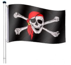 Greatstore Vlajkový stožár vč. pirátské vlajky - 650 cm