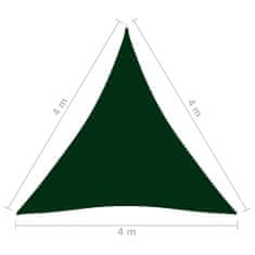 Greatstore Stínící plachta oxford trojúhelníková 4 x 4 x 4 m tmavě zelená
