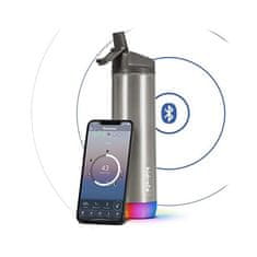 HidrateSpark Nerezová chytrá lahev s brčkem 620 ml, Bluetooth tracker, nerezová