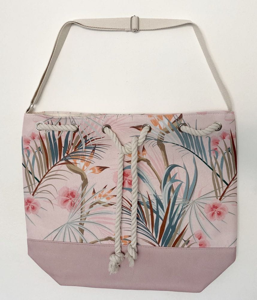 Koopman Plážová taška palmové listy 54x44x18 cm růžová