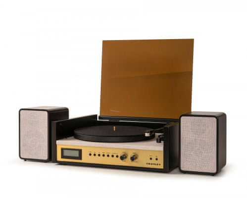  3rychlostní gramofon crosley coda s hliníkovým talířem rovné rameno mm přenoska aux in Bluetooth stereo reproduktory externí 