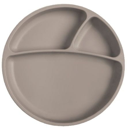 Levně Minikoioi Talíř dělený silikonový s přísavkou - Grey