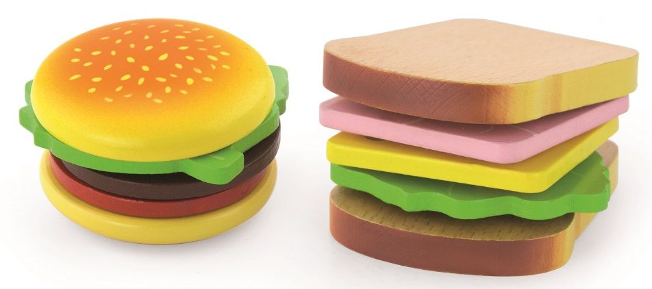 Levně Viga Dřevěný hamburger a sendvič