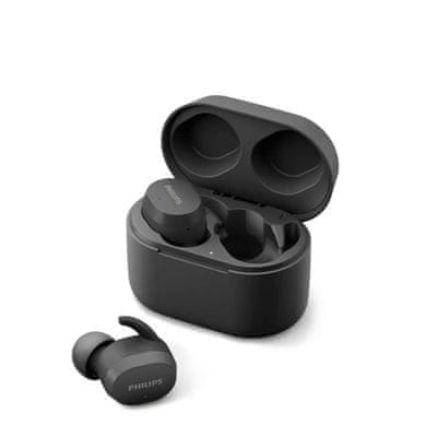  moderní Bluetooth sluchátka philips tat3216 podpora hlasových asistentů odolná vodě nabíjecí box dlouhá výdrž pohodlná v uších výkonné měniče dotykové ovládání handsfree funkce moderní design 